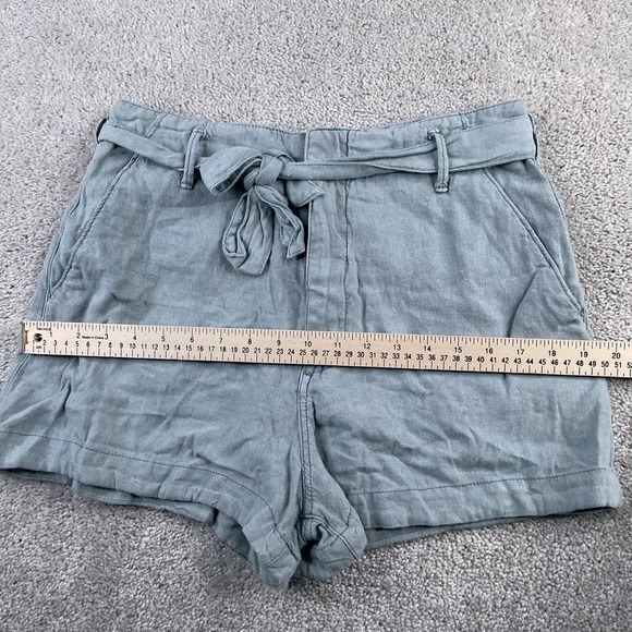 Abercrombie and Fitch Shorts Womens Medium Green Linen Blend Waist Tie NEW NWT - Picture 7 of 15